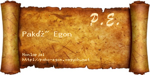 Pakó Egon névjegykártya